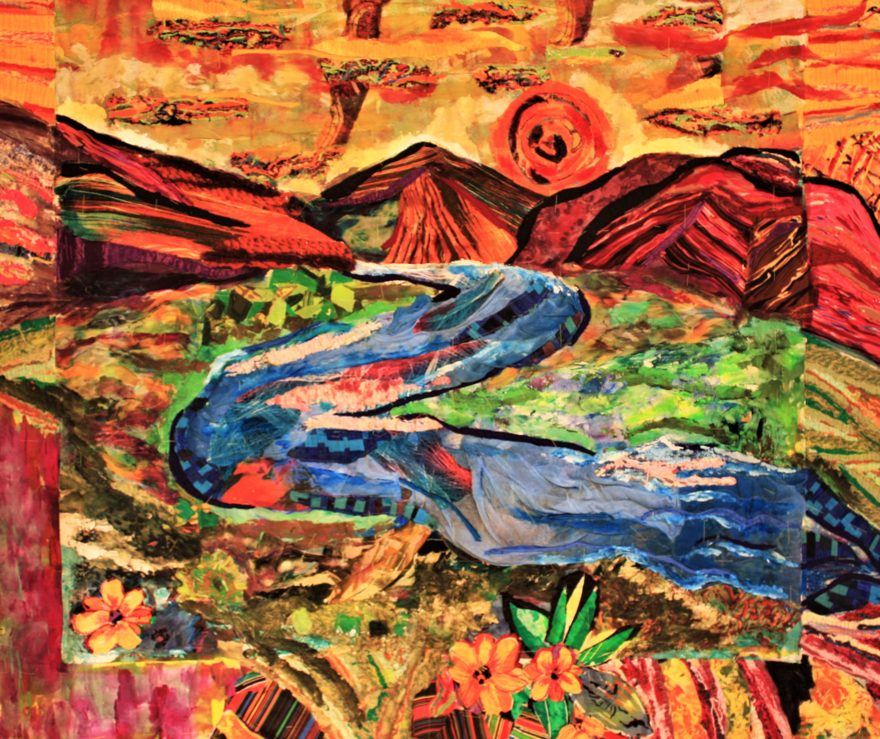 Mystic River — art quilt by Enid Viljoen, fibre artist